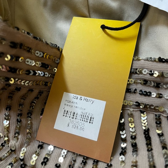 Le Superbe Bianca Trousers Gold Sequin Pants NWT Sz 2 - Picture 8 of 8